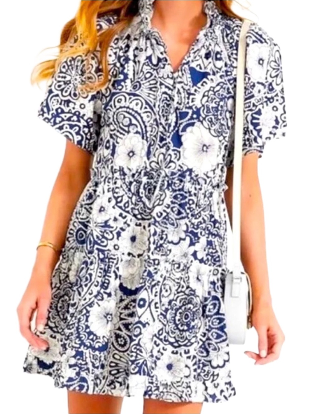 Tuckernuck Hyacinth House Navy and White Tiered Thea Mini Dress
